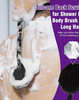 Silicone Back Scrubber for Shower,Back Washer for Shower Men, Lengthen Bath Body Brush with Long Handle, Brush for Shower Exfoliating and Massage Shower Brush - Black