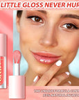Big Brush Head Lip Glow Oil Plumping Tint, Tinted Lip Balm Transparent Lip Care, Moisturizing Non-sticky Fresh Shiny Texture Lip Oil - Strawberry (Pink)