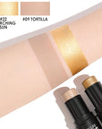 FOCALLURE 2 Pcs Mineral Cream Contour Stick,Moisturize Highlighter and Bronzer Pen,Non Stick Face Brightens & Shades Pencil,Long Lasting & Smooth Gliding Face Illuminator Makeup,22+09