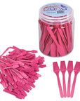 PANA 100pcs Brand Cosmetic Make Up Disposable Plastic 2.5" Spatulas Skin Care Facial Cream Mask Spatula (100 Pieces in a Container) (PINK)