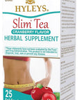 Hyleys Slim Tea Cranberry Flavor - Weight Loss Herbal Supplement Cleanse and Detox - 25 Tea Bags (1 Pack)