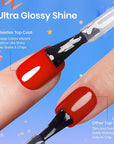 Beetles 2Pcs No Wipe Gel Top Coat and Base Coat Set, High Gloss Clear Long Lasting Base and Top Coat, Soak Off Nail Art DIY at Home