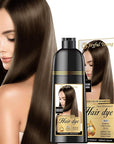 Natural Hair Dye Shampoo 3 IN 1, Hair Color for Gray Hair Coverage, Hair Coloring Shampoo for Women, Color Shampoo Beard Dye for Men, Vegan Ammonia Free (NATURAL MEDIUM BROWN)