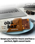 Obi Bar Sampler - Protein and Oat Fiber Bar | All Natural | Meal Bar | Heart and Gut Health | Lightly Sweet | 6 Chocolate and 6 Blueberry | Almond Chunks | Soy Free, Dairy Free | Ideal Meal Replacement Bar