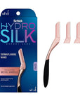 Schick Hydro Silk Dermaplaning Wand, Dermaplaning Tool for Face | Dermaplane Razor for Women Face, Eyebrow Razor, Peach Fuzz Remover, Includes 1 Weighted Metal Handle with 3 Refill Blades
