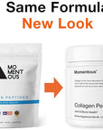 Momentous Grass-Fed Collagen Peptides Powder - Collagen Protein Powder with Fortigel & Vitamin C for Hair, Skin, Nails, & Joint Health Support - NSF Certified for Sport - Packaging May Vary
