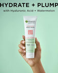 Garnier SkinActive Green Labs Hyalu-Melon Smoothing Milky Washable Cleanser with Hyaluronic Acid + Watermelon for Dehydrated Skin, Fine Lines, 2 Count (Packaging May Vary)