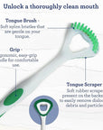 GuruNanda Dual Action Tongue Scraper (1 Pack), 2-in-1 Tongue Scraper & Soft Bristled Brush, Deep Cleans & Fights Bad Breath - Color Varies