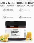Beef Tallow and Honey Face Moisturizer for Face & Body - Organic Beef Tallow Moisturizer with Tallow and Beeswax & Honey, Beef Tallow for Skin Intensive Hydration - Vitamins(B1, A, D E & K) 2oz