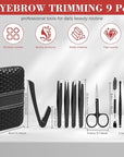 Tweezers Set, Hyxhappy 9 pcs Professional Stainless Steel Tweezers Kit for Facial Hair, Precision Plucker Eyebrow Tweezer Kit with Luxurious Travel Case as Stocking Stuffers Gifts for Women/men