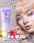 DAGEDA Rainbow Color Body Glitter Gel, Holographic Face Glitter Body Gel Rave Party Accessories, Chunky Glitters for Face Hair Nails, Cosmetic Laser Powder Festival Sequins Paint Makeup