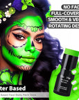 Go Ho Light Green Face Body Paint Stick,Water Based Washable Green Face Paint Stick,Non-toxic Full-coverage Cream Body Paint for Halloween Cosplay SFX Makeup,St Patricks Day Accessories