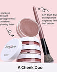 Multi Cream Blush & Blush Brush Set, Korean Makeup Blush for Cheeks, Multi-Use Face Balm, Lightweight & Hydrating, Blendable Color, Non-Greasy, Soft Bristles for Radiant Finish (Nude Gardenia)