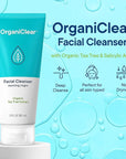Facial Cleanser w/Organic Tea Tree & Salicylic Acid – Gentle Daily Foaming Gel Face Wash for Deep Cleansing & Makeup Removal – Unclogs Pores, Eliminates Dirt & Oil - No Dryness, (2 oz)