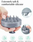 HEETA Scalp Massager Hair Growth, Soft Silicone Scalp Scrubber Shampoo Brush for Exfoliation, Dandruff Removal Head Massage Stress Relax, Wet & Dry Use for Thick Thin Curly Hair Care, Sky Gray