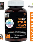 Clinical Daily Regular Cleanse Plus Natural Probiotic - Colon Cleanse & Gut Detox Supplement - Assists with Energy and Constipation Relief - Herbal Dietary Fiber Psyllium Husk Capsules - 180 Count