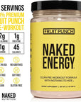 Naked Fruit Punch Naked Energy - Clean Pre Workout Supplement for Men and Women, Vegan Friendly, No Added Sweeteners, Colors Or Flavors - 30 Servings