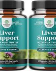 Liver Cleanse Detox & Repair Formula - Herbal Liver Support Supplement with Milk Thistle Turmeric Dandelion Root & Artichoke Extract for Liver Health - Silymarin Milk Thistle Liver Detox Capsules 2pk