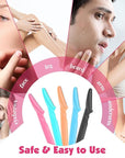 100 Pcs Eyebrow and Face Razors for Women and Men, Multi-Color Hair Trimmers with Protective Covers, Safe and Newbie-Friendly