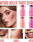 4PCS Milk Cooling Water Jelly Tint, Jelly Tint Makeup Jelly Blush Stick, Cruelty Free, Milk Jelly Blush, Blush Stick for Cheeks and Lips with Gift