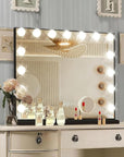 Black Hollywood Vanity Mirror with Lights, 15 Dimmable Bulbs, 3 Color Lights,Make Up Lighted Mirror, Aluminum Metal Frame, USB Charging Port(23" x 18")
