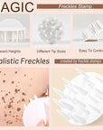 Erinde Natural Freckle Blush Makeup Kit - Liquid Freckle Pen & Fake Freckles Stamp Air Cushion & Powder Cushion Blush, Long Lasting Waterproof Freckles Tattoo Marker for Natural Sunkissed Makeup