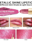 Oulac Pink Lipstick for Women with Metallic 3D Shine Lightweight Hydrating Formula, High Impact Lip Color, Vegan Beauty, Full Coverage Lip Makeup, Christmas Gifts for Women, Hip & Hippie(11)