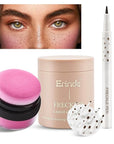 Erinde Natural Freckle Blush Makeup Kit - Liquid Freckle Pen & Fake Freckles Stamp Air Cushion & Powder Cushion Blush, Long Lasting Waterproof Freckles Tattoo Marker for Natural Sunkissed Makeup