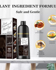 Hair Dye Shampoo 3-in-1 Vegan Color for Gray Hair - Ammonia-Free for Men & Women – Beard & Hair Coloring – Instant Gray Coverage Champú Para Canas Mujer & Hombre (DARK BROWN)