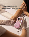 MelodySusie 2 in 1 Professional 35,000 RPM Nail Drill Kit, Coreless Rechargeable SM330G Electric Nail File, Cordless Portable Nail E File for Acrylic Gel Nails Polish Removal, Lightweight & Quiet Pink