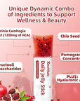 Coleology Cutting Jelly - Korean Collagen Jelly Stick with Garcinia Cambogia, Chia Seeds Collagen, Hyaluronic Acid, Glowing Skin, Pomegranate Flavored 15 Sticks (2Boxes)