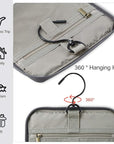 BAGSMART Hanging Toiletry Bag, Water-resistant Leather Dopp Kit, Large Travel Organizer for Full Sized Container, Grey