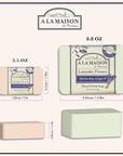 A LA MAISON Lavender Flower Bar Soap - Triple French Milled Natural Moisturizing Hand Soap Bar (3 Bars of Soap, 8.8 oz)
