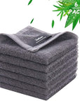 Wash Cloths 6 Pack, Super Soft and Skin Friendly Face Towel for Sensitive Skin, Reusable Washable Makeup Remover Cloth, 10x10 inch Small Face Washcloth, Easy to Rinse Dark Grey Facial Cleaning Cloths