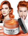 Orange Temporary Hair Color Wax, Instant Natural Hairstyle Cream Dye, Washable Styling Pomadesfor Men Girls Women Youth, Disposable Coloring Mud for Party Cosplay DIY Halloween