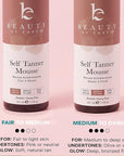 Self Tanner Tanning Mousse Kit - USA Made with Natural & Organic Ingredients, Tan Kit with Kabuki Brush & Mitt, Tanning Foam for Fake Tan, Non Toxic Sunless Tanner, Self Tanners Best Sellers