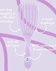 Nature Spell FlexiFlow Detangling Hair Brush, Flexible Strands for Gentle Brushing, Eliminates Knots & Reduces Breakage, Suitable for All Hair Types, Purple
