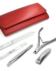 GERMANIKURE 5pc Manicure Set in Leather Case -FINOX Stainless steel tools handmade in Solingen Germany – Professional Nail and Cuticle Care Travel Implements