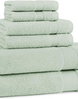 Arkwright Bath Towels Set of 6 - Super Soft 100% Cotton, 600 GSM Quick Dry & Absorbent, Luxury Bathroom Essentials with 2 Shower Towels, 2 Hand Towels and 2 Washcloths, Eucalyptus Green