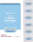 Amazon Basics 5-Blade Razor Refills for Women, 6 Count (Fits Amazon Basics Razor Handles Only) (Previously Solimo)