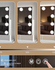 Hollywood Vanity Mirror with Lights, 9 Dimmable Bulbs, 3 Color Lights,Make Up Lighted Mirror, 10x Magnification 360°Rotation (12" x 14") White