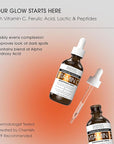 Advanced Clinicals Brightening Vitamin C Serum For Face With Glycolic Acid + Lactic Acid | Vitamin C Eye Serum Face Moisturizer For Improving Look Of Dark Spots & Uneven Complexion, 2-Pack