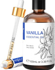 HIQILI Vanilla Essential Oil, Undiluted Natural Strong Fragrance Add in Skin Perfume, Unscented Lotion, Candle Soap Making Scent, Relax at Home with Diffuse Warm Sweet Aroma -100ML
