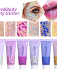 DAGEDA Body Glitter Gel, Face Glitters Body Gel Sequins Shimmer Liquid Eyeshadow, Chunky Glitter for Face Hair Nails, Holographic Cosmetic Laser Powder Festival Glitter Makeup 50ml(Gold