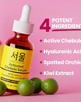 SeoulCeuticals Chebula Active Serum for Face - Korean Skin Care Anti Aging Natural K Beauty Skincare With Hyaluronic Acid + Spotted Orchid for Healthy, Youthful Glowing Skin 1oz