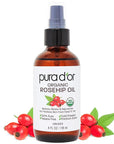 PURA D'OR 4 Oz ORGANIC Rosehip Seed Oil - 100% Pure Cold Pressed USDA Certified Anti-Aging Treatment - Vitamin A & C Rich - Helps Fade Appearance of Scars & Stretch Marks - For Face, Hair & Body