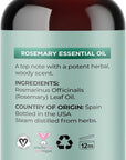 Pure Rosemary Essential Oil with Dropper - Undiluted Rosemary Oil for Hair Skin and Nails and Refreshing Aromatherapy Oil for Diffusers - Essential Oil for Cleansing Dry Scalp Care 4oz