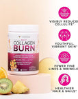 Multi Collagen Burn: MultiType Hydrolyzed Protein Peptides with Hyaluronic Acid, Vitamin C, SOD B Dimpless, Types I, II, III, V and X, with Caffeine 30 Servings Tropical Punch Flavored