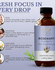 Rosemary Oil for Hair Growth | 100% Pure and Natural Rosemary Essential Oil | for Lotion Diffuser Skin & Hair | 3.38 fl. Oz
