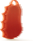 Silicone Body Scrubber Silver-Infused Dual-Sided 3-in-1 for Shower, Body Cleaning+Massage+Exfoliator Body Brush Buffer for Men and Women, Silicone Loofah, Non-Slip Handle (Orange)